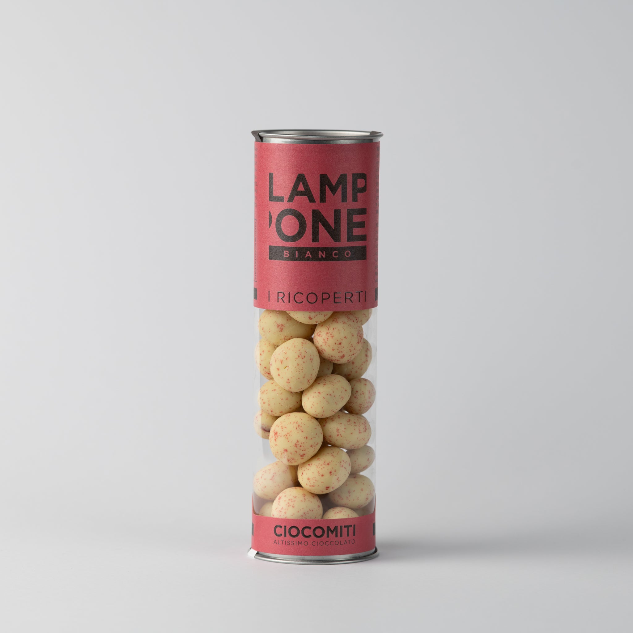 Lampone ricoperto di cioccolato bianco