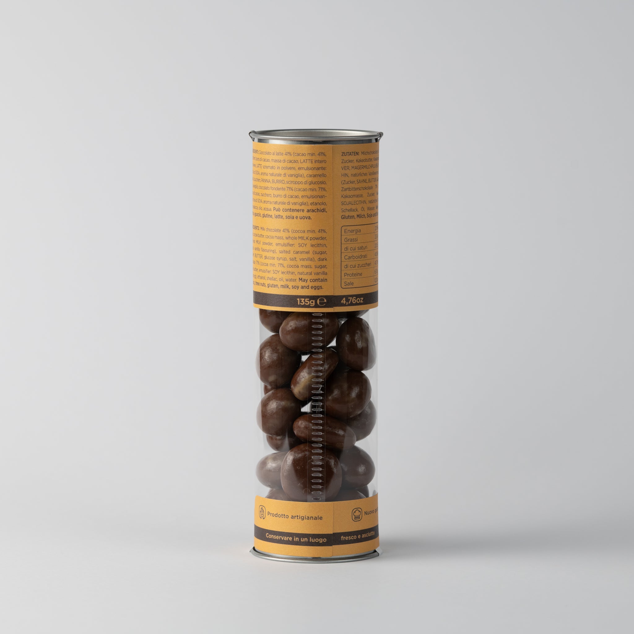 Caramello salato ricoperto di cioccolato al latte