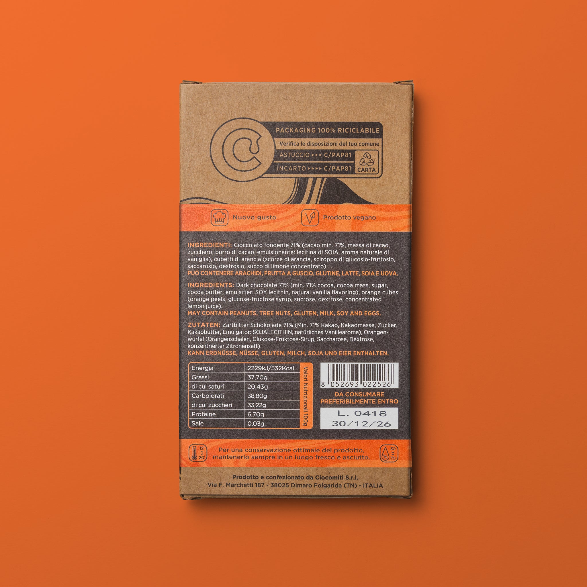 Dark Chocolate and Orange Bar