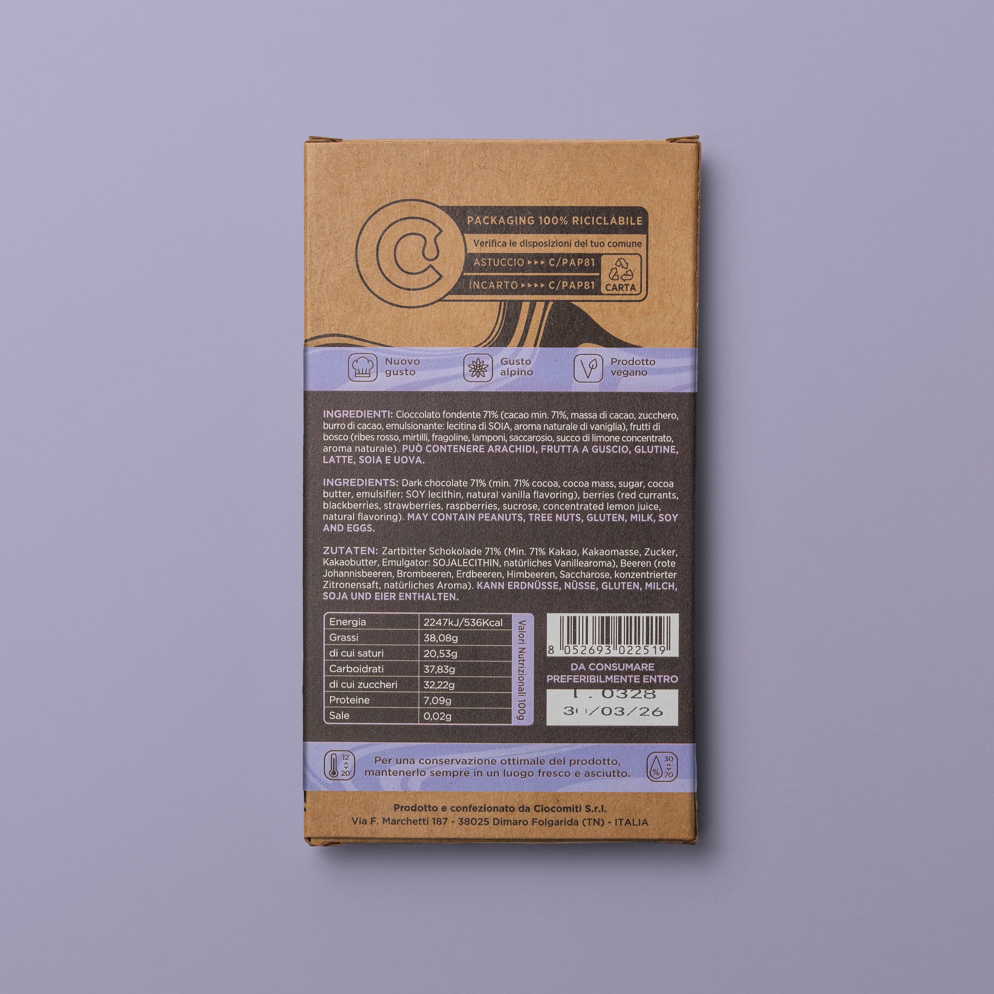 Tavoletta fondente e Frutti di Bosco